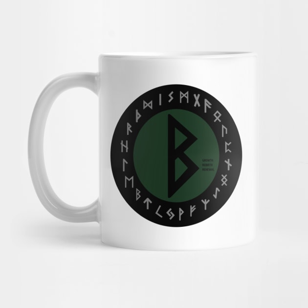 Green Berkana Futhark Rune Symbol by DepicSpirit